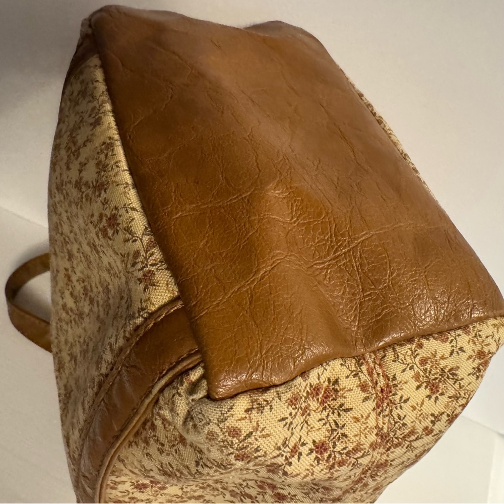 LONGABERGER Small Tote Book Bag Tan Floral - Picture 15 of 16